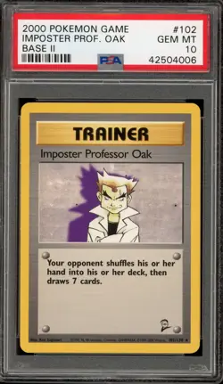 Pokemon Imposter Professor Oak Base Set 2 Rare #102 PSA 10 Gem Mint - Image 1