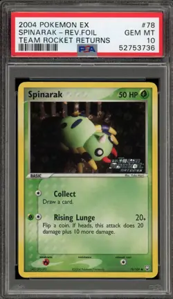 Pokemon Spinarak EX Team Rocket Returns Reverse Holo #78 PSA 10 Gem Mint - Image 1
