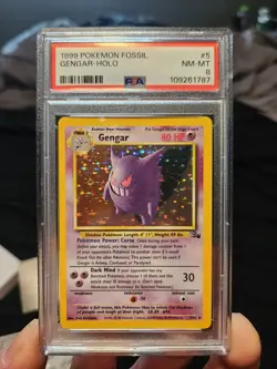 Wizards of the Coast 1999 Pokemon Fossil Gengar Holo 5/62 PSA 8 - Image 1