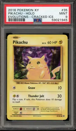 Pokemon Pikachu XY Evolutions Cracked Ice Holo #35 PSA 9 Mint - Image 1