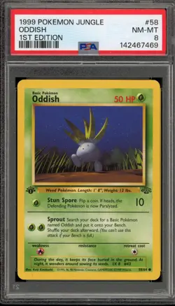 Pokemon Oddish Jungle 1st Edition #58 PSA 8 - Image 1