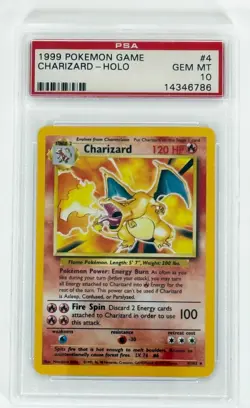 PSA 10 - Pokemon Charizard Holo #4/102 Base Set Unlimited Base Set - Image 1