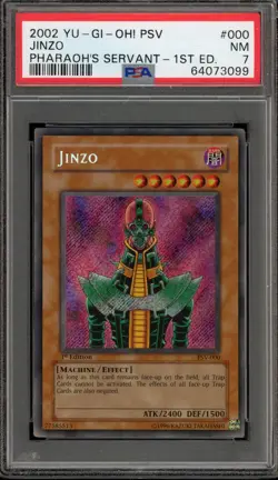 Yu-Gi-Oh! Jinzo Pharaoh's Servant 1st Edition Secret Rare PSV-000 PSA 7 - Image 1