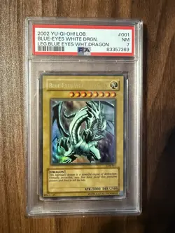 Konami 2002 Yu-Gi-Oh! Blue-Eyes White Dragon LOB-001 Ultra Rare Holo PSA 7 - Image 1