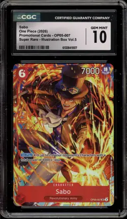 One Piece CCG Sabo Illustration Bx. Vol. 5 Super Rare OP05-007 CGC 10 Gem Mint - Image 1