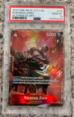 PSA 10 – 2025 ONE PIECE STARTER DECK ST21-EX GEAR 5 015 RORONOA ZORO ALT ART(EN) - Image 1