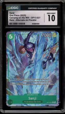 One Piece CCG Sanji Carrying on His Will Rare Alt Art Parallel OP13-027 CGC 10 - Image 1