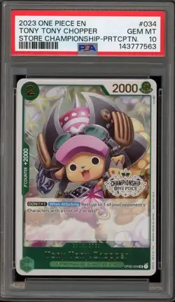 One Piece CCG Tony Tony.Chopper Store Championship Participation OP02-034 PSA 10 - Image 1