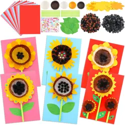 24 Sets Sunflower Card Making Kits for Kids DIY Make Your Own Sunflower Craft... - Image 1