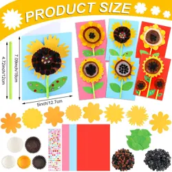 24 Sets Sunflower Card Making Kits for Kids DIY Make Your Own Sunflower Craft... - Image 2