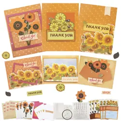 Card Making Kits Greeting Cards DIY Sunflower Thank You Cards with Envelopes ... - Image 1