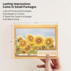 Card Making Kits Greeting Cards DIY Sunflower Thank You Cards with Envelopes ... - Image 2