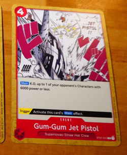ONE PIECE ENGLISH CARD GAME CARTE Gum-Gum Jet Pistol ST01-015 ST EN JCC MINT - Image 1