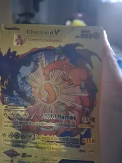 Pokemon V MAX Charizard OX HP500 Gold Foil Fan Art Card Collect Zard Best Offers - Image 1