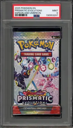 Pokemon Prismatic Evolutions Espeon And Umbreon Art Sealed Booster Pack PSA 9 - Image 1