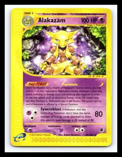 💥 ALAKAZAM 2002 Pokemon Vintage # 33/165 Expedition E-Reader Non Holo Foil Rare - Image 1