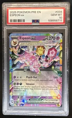 2025 Pokemon Prismatic Evolutions Espeon ex #034/131 PSA 10 GEM MINT - Image 1