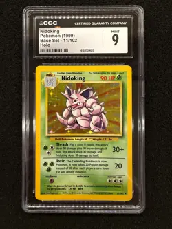 1999 Pokemon Base Set Nidoking #11 - 11/102 Holo Rare PSA CGC 9 Mint - CLEAN! - Image 1