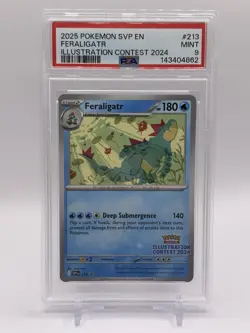 2025 POKEMON SVP ILLUSTRATION CONTEST PROMO #213 FERALIGATR PSA 9 - Image 1