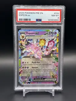 2025 POKEMON PRE EN-PRISMATIC EVOLUTIONS SURPRISE BOX EXCLUSIVE ESPEON EX PSA 8 - Image 1