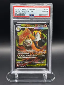 2025 POKEMON MEG EN-MEGA EVOLUTION ULTRA RARE #156 MEGA CAMERUPT EX PSA 8 - Image 1