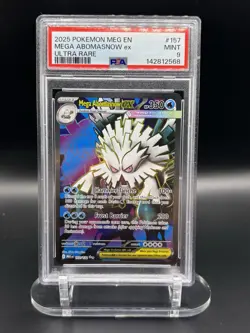 2025 POKEMON MEG EN-MEGA EVOLUTION ULTRA RARE #157 MEGA ABOMASNOW EX PSA 9 - Image 1