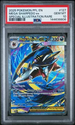 2025 POKEMON PHANTASMAL FLAMES SPECIAL ILLUSTRATION RARE MEGA SHARPEDO EX PSA 10 - Image 1