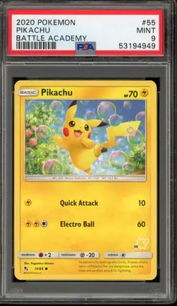 Pokemon Pikachu Battle Academy #55 PSA 9 Mint - Image 1