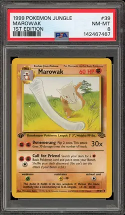 Pokemon Marowak Jungle 1st Edition #39 PSA 8 - Image 1