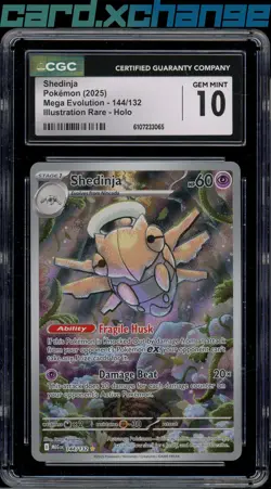 2025 Pokemon Japanese Mega Evolutions 144 Shedinja Illust. Rare CGC 10 Gem Mint - Image 1