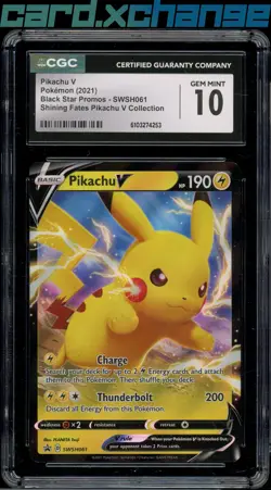 2021 Pokemon Shining Fates BST SWSH061 Pikachu V CGC 10 Gem Mint - Image 1