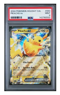 PSA 9 2024 POKEMON HOLIDAY CALENDAR PIKACHU EX 063 - Image 1