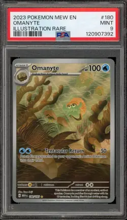 Pokemon Omanyte 151 MEW EN Illustration Rare #180 PSA 9 Mint - Image 1