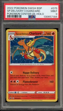 Pokemon Special Delivery Charizard P.M. Center UK Holo Promo SWSH075 PSA 9 Mint - Image 1