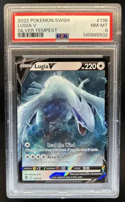 2022 Pokemon SWSH Silver Tempest Lugia V Holo #138/195 PSA 8 - Image 1