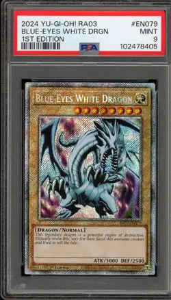 Yu-Gi-Oh! Blue-Eyes White Dragon 1st Edition RA03-EN079 PSA 9 Mint - Image 1