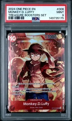 2024 ONE PIECE PROMOS 006 ENGLISH MONKEY D. LUFFY TREASURE BOOSTERS SET PSA 9 - Image 1