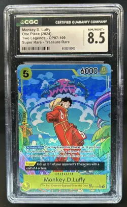 2024 One Piece Two Legends Monkey.D.Luffy Treasure Rare #OP07-109 CGC 8.5 - Image 1