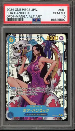 One Piece CCG Boa Hancock Japanese Manga Alternate Art OP07-051 PSA 10 Gem Mint - Image 1