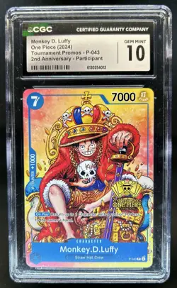 2024 One Piece Tournament Promos Monkey D. Luffy 2nd Anniversary #P-043 CGC 10 - Image 1