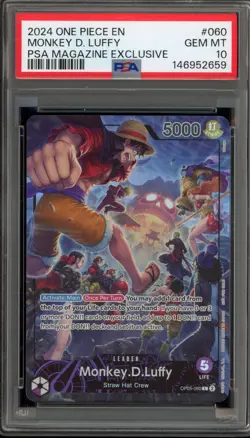 One Piece CCG Monkey.D.Luffy PSA Magazine Exclusive Promo OP05-060 PSA 10 - Image 1
