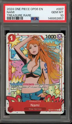 One Piece CCG Nami Treasure Rare ST01-007 PSA 10 Gem Mint - Image 1