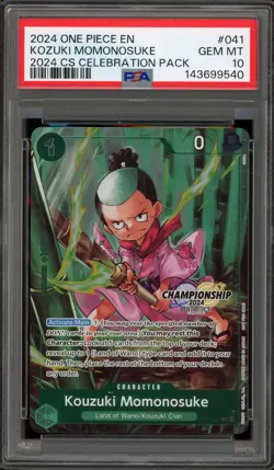 One Piece CCG Kouzuki Momonosuke 2024 CS Celebration Pk. OP01-041 PSA 10 - Image 1