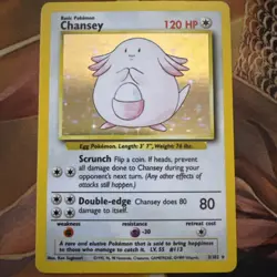 Pokemon Chansey Holo Rare TCG Card Base Set Unlimited 3/102 - Image 1