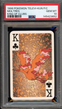 Pokemon Moltres King of Clubs Televi-Kun Playing Cards PSA 10 Gem Mint - Image 1