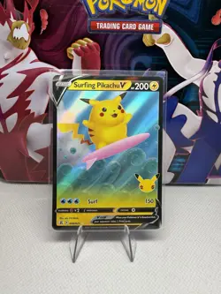 Pokemon Surfing Pikachu V Celebrations 008/025 NM Ultra Rare Holo Card - Image 1