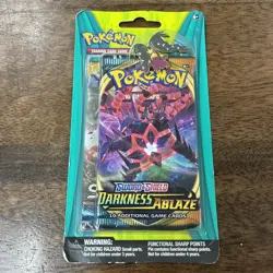 Pokemon Sun & Moon Darkness Ablaze Blister Pack 2 Boosters Mega Mawile Pin - Image 1