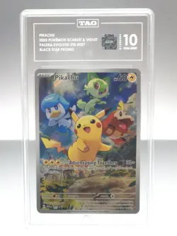 Pikachu Paldea Evolved ETB 027 SVP 2023 Black Star Promo Card GEM MINT TAG 10 - Image 1