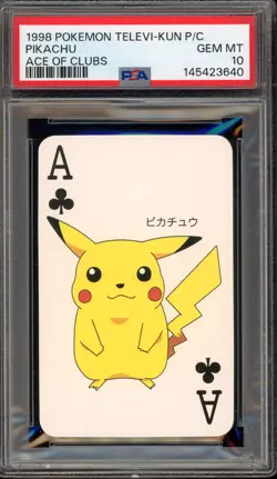 Pokemon Pikachu Ace of Clubs Televi-Kun Playing Cards PSA 10 Gem Mint - Image 1