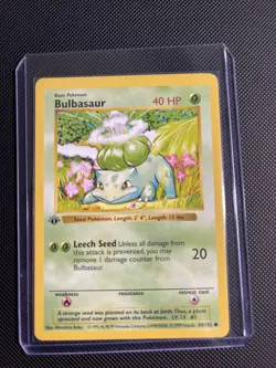 1999 POKEMON CARD BASE SET 1ST EDITION SHADOWLESS BULBASAUR 44/102 - Image 1